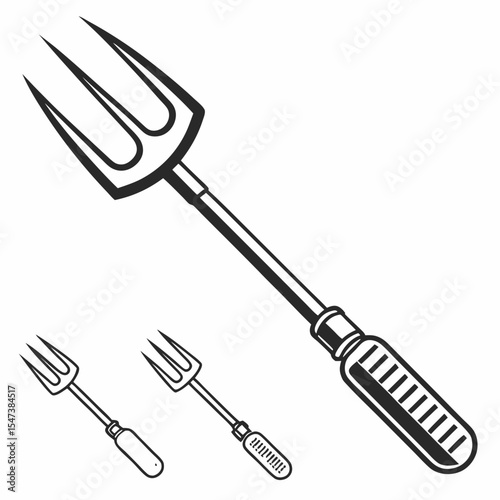 Three pronged barbecue fork grilling tool utensil
