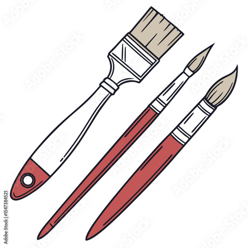 Artistic paint brushes set illustration design