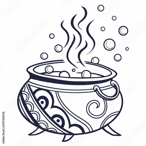Ornate halloween cauldron bubbling potion magic