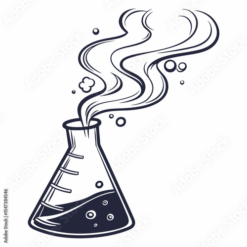 Erlenmeyer flask bubbling potion science experiment chemistry lab