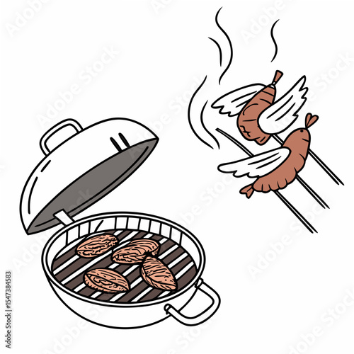 Delicious grilled food illustration transparent background