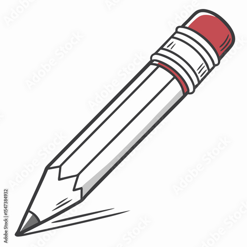 Hand drawn wooden pencil with eraser top