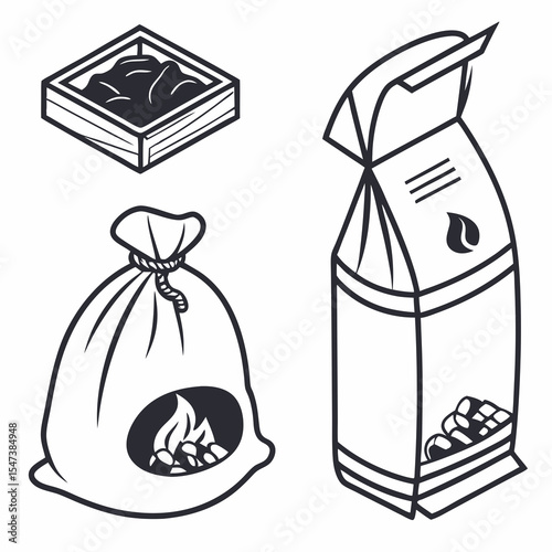 Charcoal briquettes packaging options wood box bag
