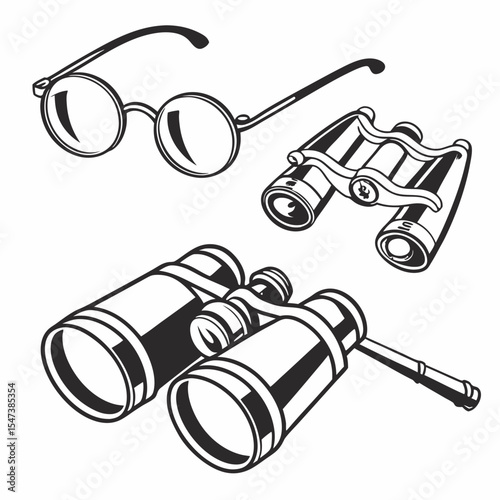 Vintage optics collection glasses binoculars viewfinder