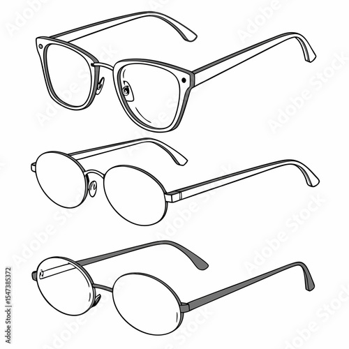 Three stylish eyeglass frame designs illustration