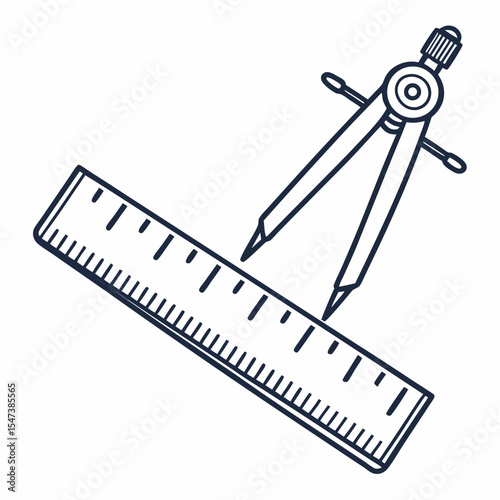 Ruler and compass geometry tools design illustration
