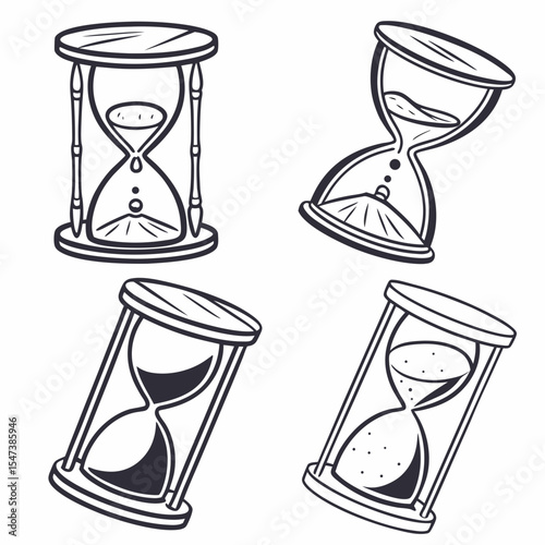 Four hourglasses time measurement sand clock collection