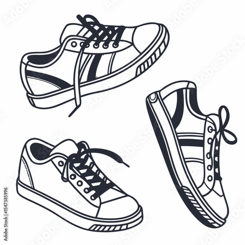 Three stylish sneakers casual footwear design