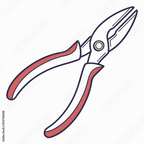Professional red-handled pliers isolated on white
