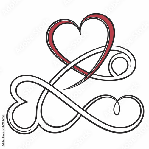 Intertwined hearts infinity symbol love design