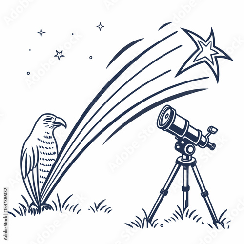 Eagle watching shooting star telescope night sky