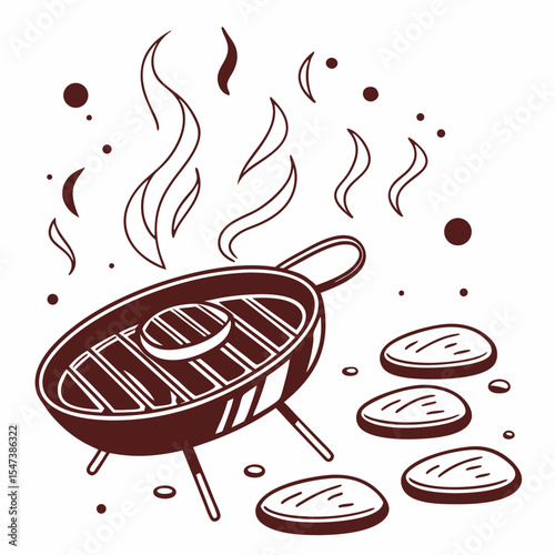 Delicious grilled steaks on a portable grill