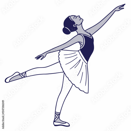 Graceful ballerina in elegant pose artistic illustration