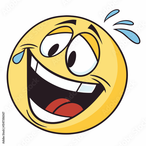 Hilarious cartoon smiley face laughing tears joyful