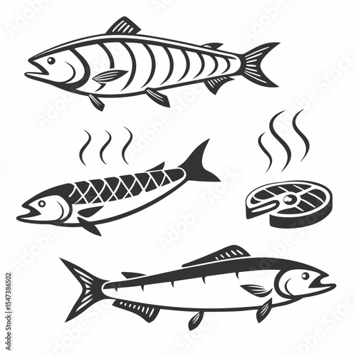 Delicious grilled fish seafood menu design