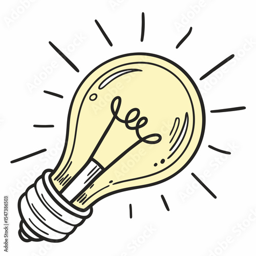 Bright idea lightbulb hand drawn illustration