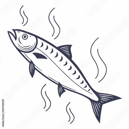 Fresh steaming fish illustration transparent background