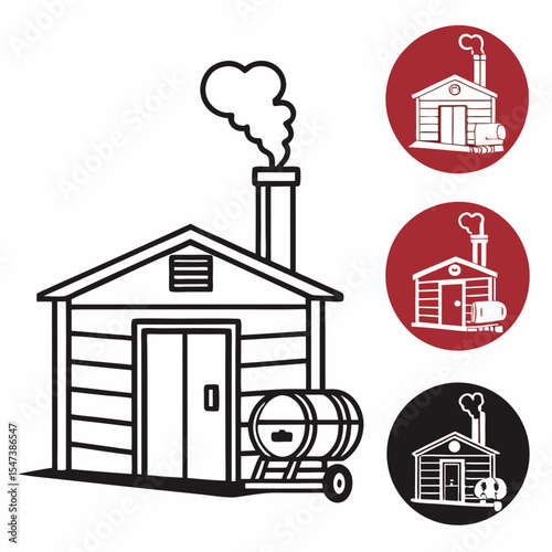 Smoking barrel house cutout, isolated design element