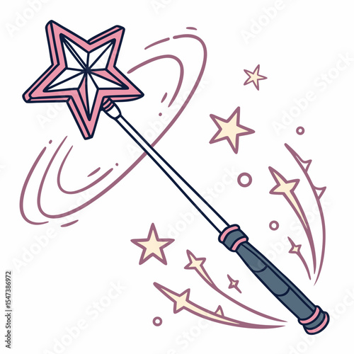 Magical pink star wand sparkling stars whimsical
