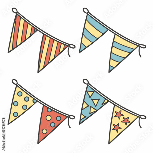 Festive party bunting flags colorful designs