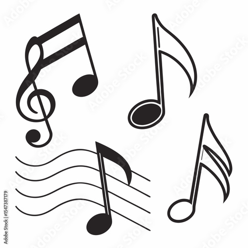 Professional music notes design elements transparent background