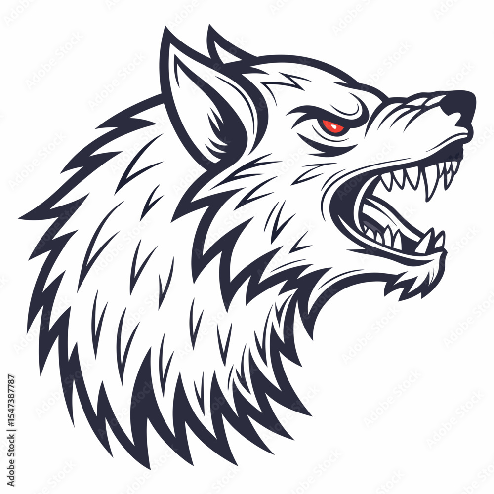 Obraz premium Aggressive wolf head profile vector illustration