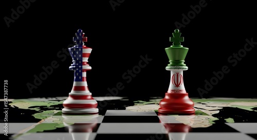 USA Iran Chess Pieces – Political Strategy and Global Conflict
