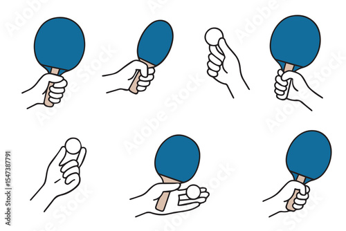 Ping pong. Hand holding racket for table tennis with ball. Vector illustration