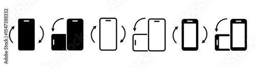 Rotate Mobile phone. Smartphone icon set. Device rotation sign. Vector illustration.
