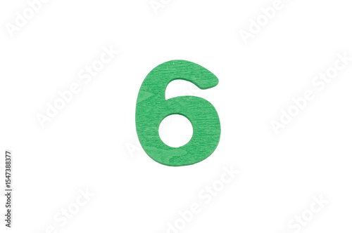 numeri realizzati in legno colorato isolati su sfondo bianco o trasparente, numero 6