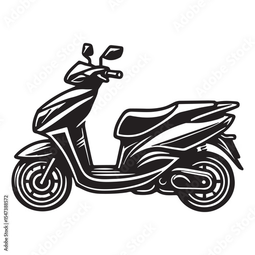 Retro Scooter Motorcycle Illustration Design Clipart

