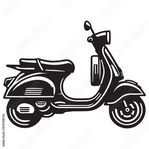 Retro Scooter Motorcycle Illustration Design Clipart

