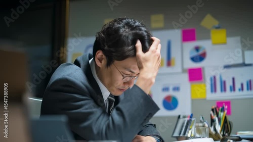 仕事の悩みに直面する若手ビジネスマン