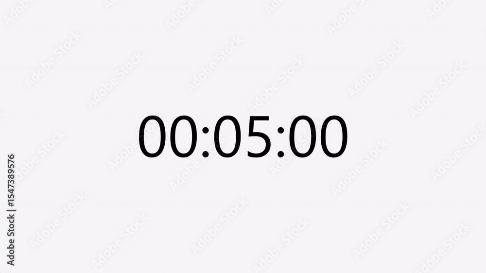 One minute digital countdown timer stopwatch animation from 60 to 0 seconds on transparent background with minutes, seconds, miliseconds, Countdown video with alpha channel.