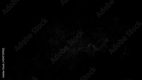 Fast smoke wisps burst on black background