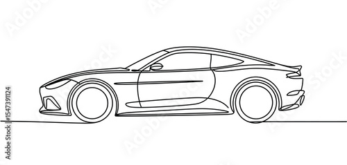 Continuous Line Drawing of a Modern Sports Coupe