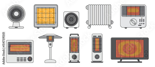 Collection of Various Electric Heaters and Fans for Winter