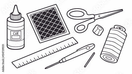 Clean Line Vector Pack of DIY and Handicraft Equipment
