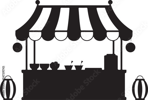 Food Stall Vector Illustration Depicting Market and Street Food Vending