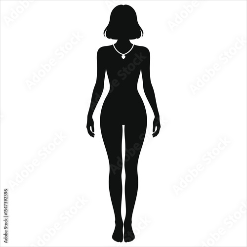 ( Heart-shaped pendant) Silhouette of a woman with a heart-shaped pendant, representing love and inner peace.