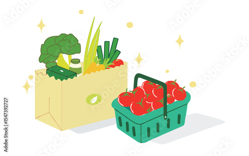 editable healthy groceries high resolution vector graphics icon with white background