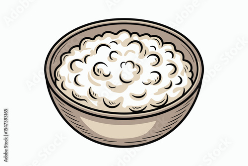 Creamy Oatmeal Bowl Illustration for Breakfast Menu