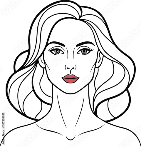 Girl with long hair fashion illustration vector sketch design