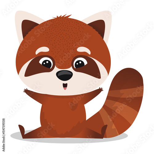 Cute adorable vector red panda ready to hug everyone. Hand drawn