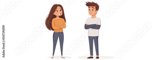 Breakup and depression concept, Asian young couple having a quarrel, wife expressing anger and frustration at husband, emotional issues in family relationships, Generative AI