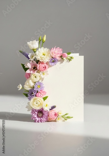Blank Card with Pink Flowers