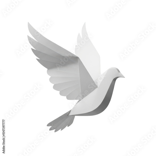 A minimalist white dove in flight, rendered with clean lines and soft shading, representing peace, freedom, and spirituality. Ideal for religious, memorial, or inspirational designs.