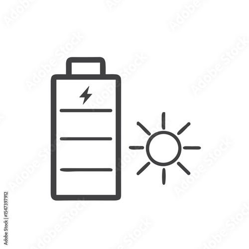 Solar Battery Icon for Renewable Energy Websites, Sustainable Technology Blogs, Green Energy Education, Off-Grid Living Materials, and Environmental Design Projects