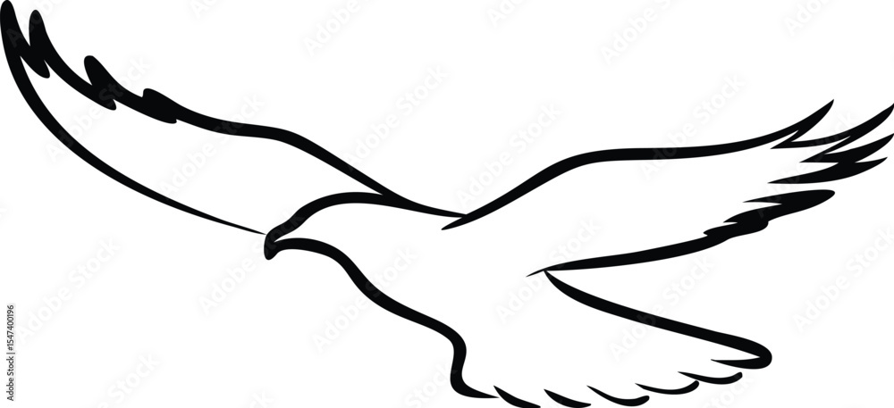 Silhouette of Majestic Eagle in Flight on White Background Silhouette of Majestic Eagle in Flight on White Background