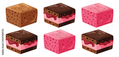 Six Delicious Chocolate and Raspberry Cube Cakes